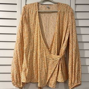 Old Navy Floral Long Sleeve Wrap Blouse